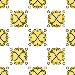 Foto op Canvas Abstract hearts seamless pattern yellow and black line color cool background, flat design repeat mosaic geometry Seamless use for wallpaper fabric and tile, vector modern art striped simple template © Matthew