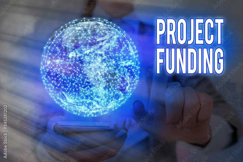 Poster handwriting text project funding. conceptual photo paying for start up in order make it bigger and s