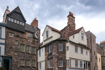 Fototapeta na wymiar Example of traditional Scottish houses on an Edinburgh street. Concept: traditional Scottish architecture