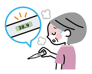 高熱　シニア女性
