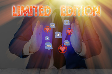 Text sign showing Limited Edition. Business photo text Work of something which is only produced in...