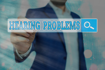Handwriting text Hearing Problems. Conceptual photo is partial or total inability tolisten to...