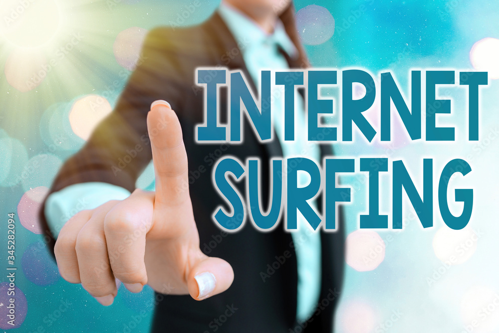 Poster writing note showing internet surfing. business concept for browsing hundred of websites using any i