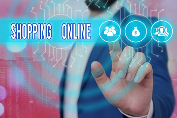 Conceptual hand writing showing Shopping Online. Concept meaning buying you want through internet...