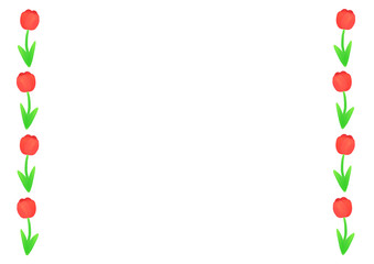 チューリップ　赤　花　フレーム