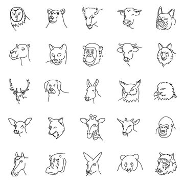 Animals Set Icon Vector with outline style