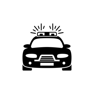 Police car vector icon on white background.