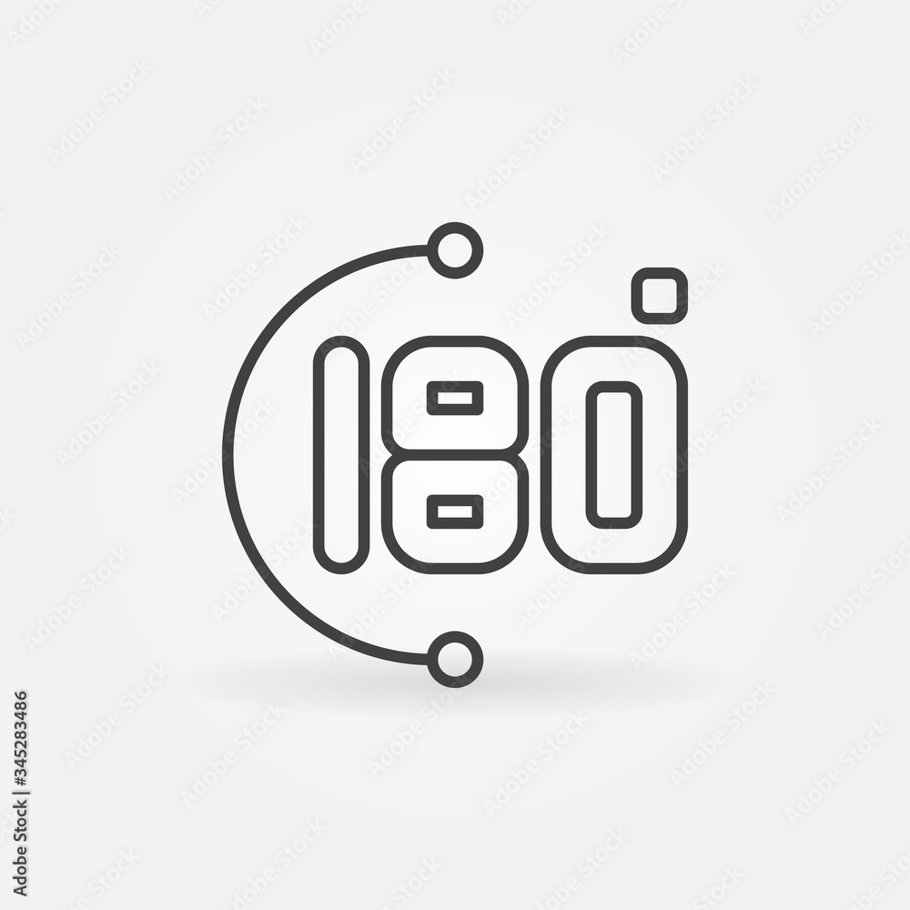 Poster 180-degrees linear vector concept minimal icon or logo element