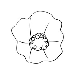 Flower doodle, cartoon, hand draw, isolated on a white background for packaging design, print on fabric, card, postcard, notebook, notepad, wallpaper. Bio, organic, natural. For cosmetics. Vector.