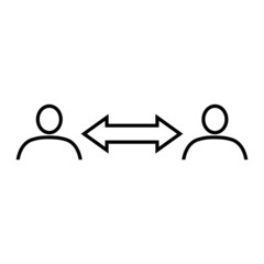 Social distancing line icon. People divided by distance line. Vector Illustration