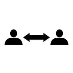 Social distancing icon. People divided by distance line. Vector Illustration