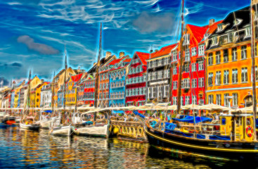 Copenhagen Denmark, a fairy tale destination. Digital Artwork
