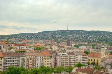 Fototapeta premium Lesser known part of the city Budapest, Hungary, Europe during rainy day