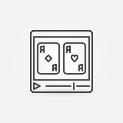 Poker Video vector simple icon or sign in outline style