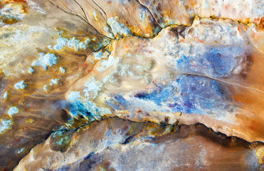 Fototapeta premium Aerial view on the Iceland. Aerial landscape above geysers valley. Icelandic landscape from air. Famous place. Travel - image