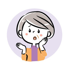 疑問, 考える　シニア女性　