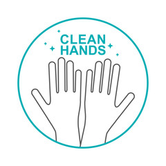 Hands sanitizer. Washing hands icon. Clean hands. Round sign of hands. Preventing virus. Coronavirus.