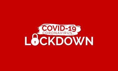 Word Lockdown is written on red background, vector illustration. Covid-19 nCov concept.