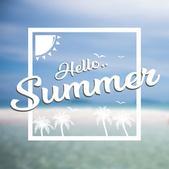 Naklejka na ściany i meble Summer banner with blur seascape background