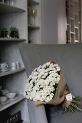 Bouquet of white chrysanthemums shevanti flower
