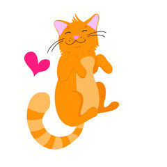 vector illustration of a cute fat red cat sleeping