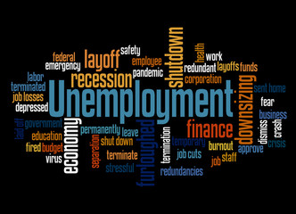 Unemployment word cloud shaped concept 3