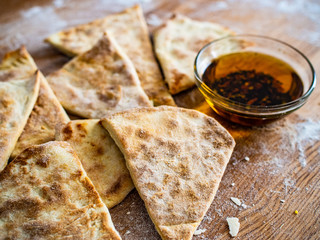 Baking bread at home kitchen