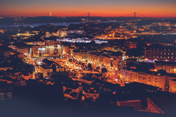 beautiful cityscape, Lisbon, the capital of Portugal at sunset. A popular destination for traveling through Europe, one of the most beautiful cities in the world