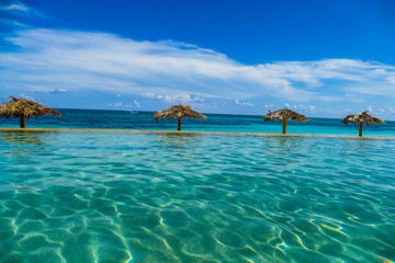 View from infinity pool of luxury resort on the caribbean sea