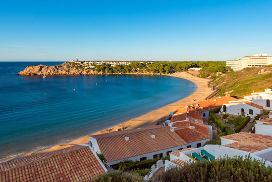 Arenal d'en Castell beach, one of the best resort beaches on Menorca, Spain