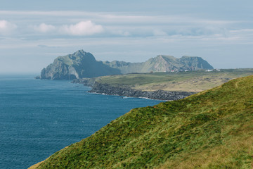 beautiful panoramic view above Vestmannaeyjar island heimaey