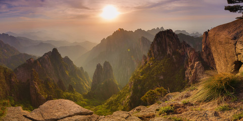 Huangshan mountain range or Yellow mountain in Anhui province, China