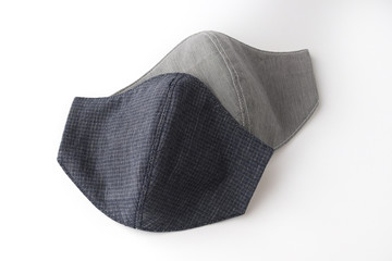 cloth mask design made from cotton fabric, object isolated on white background