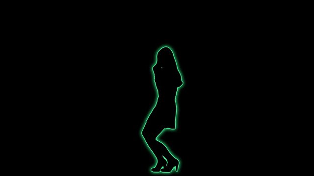Isolated Dancing Woman Neon Silhouette