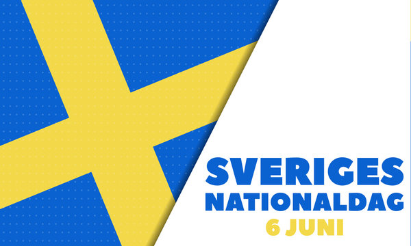 Sveriges Nationaldag. Translation- National Day of Sweden. June 6.  Elements National Concept. Greeting, Card Poster, Web Banner Design 
