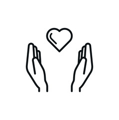 Donate love Icon - Prasing Hands holding a heart - vector