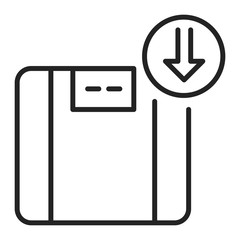 Weight loss black line icon. Refers to a reduction of the total body mass, due to a mean loss of fluid, body fat. Pictogram for web page, mobile app, promo. UI UX GUI design element. Editable stroke