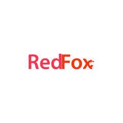 Red with Fox typography logo template vector design 