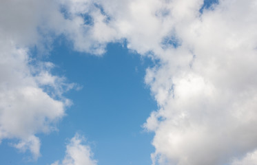 Blue summer sky with clouds, background