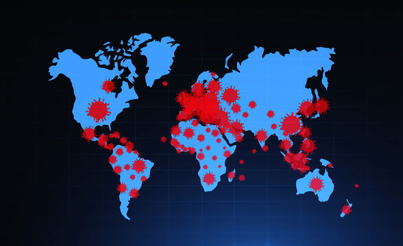 Covid 19 coronavirus spread on world map