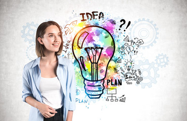 Smiling young woman, bright business idea