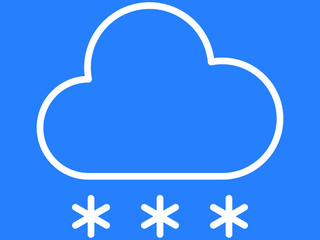 White Simple on Blue Background Flat Weather Forecast Icon for Snowfall