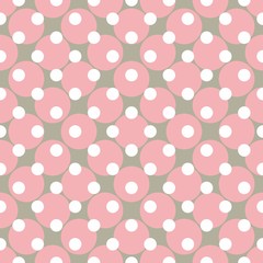Seamless vector pattern with polka dots. Colorful background in white, grey and pink for website design and desktop wallpaper