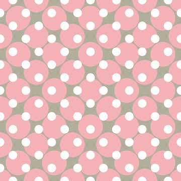 Seamless vector pattern with polka dots. Colorful background in white, grey and pink for website design and desktop wallpaper