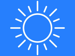 White Simple on Blue Background Flat Weather Forecast Icon for Sunny