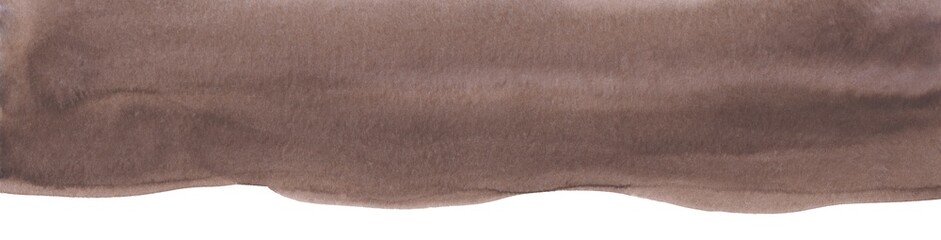 Watercolor brown background. Isolated chocolate color aquarelle backdrop with space for text. Stains on paper.