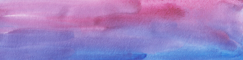 Watercolor purple and pink background banner. Hand painted colorful texture.