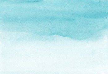Obraz premium Watercolor blue and white gradient background. Light blue aquarelle backdrop.