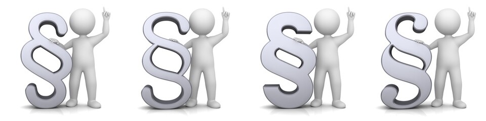 article paragraph sign symbol silver legal advice icon white stick figure men 3d Rendering