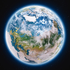 Planet Earth globe at night